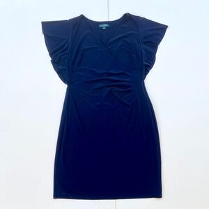 Lauren Ralph Lauren navy blue butterfly sleeve dress